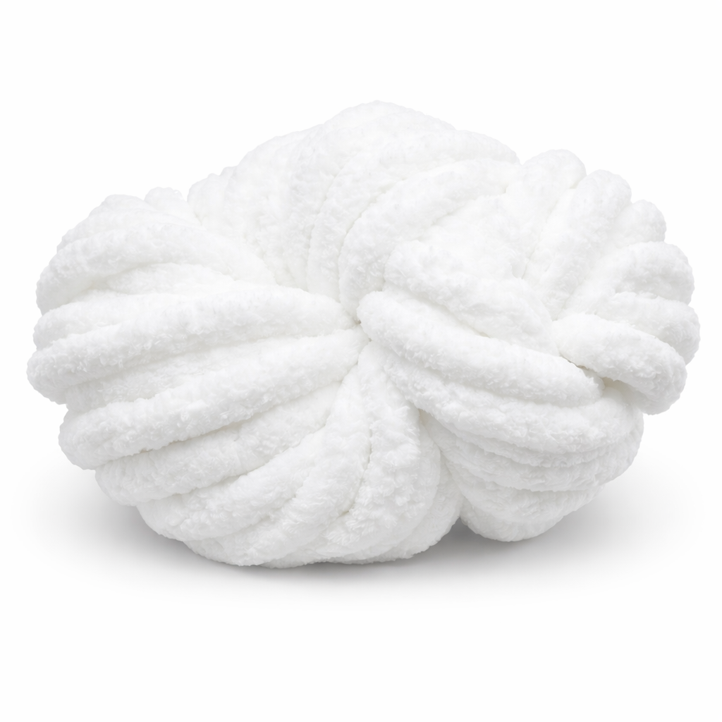 Snow White - Super Jumbo Chunky Chenille Yarn (#7 Jumbo)