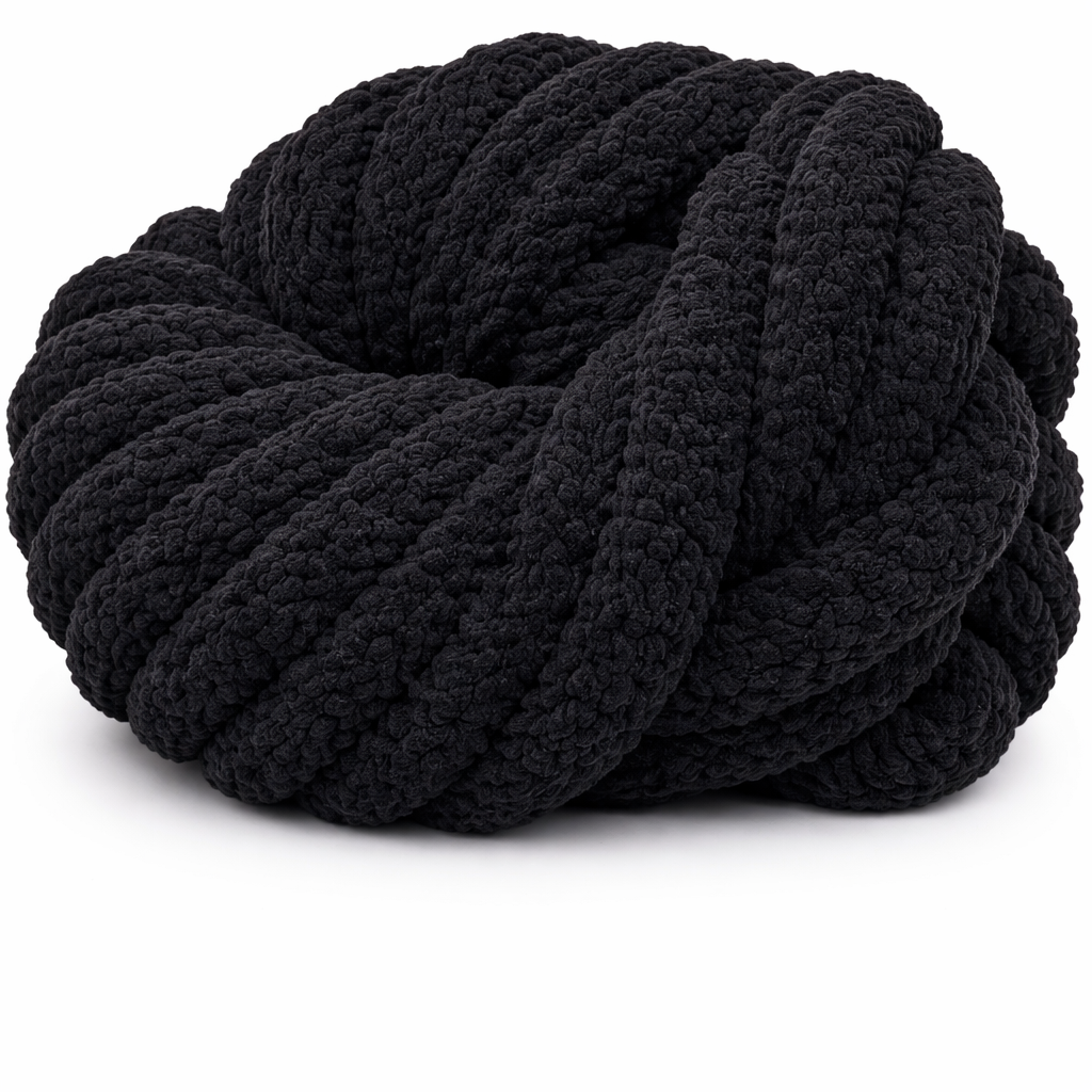 Jet Black - Super Jumbo Chunky Chenille Yarn (#7 Jumbo)