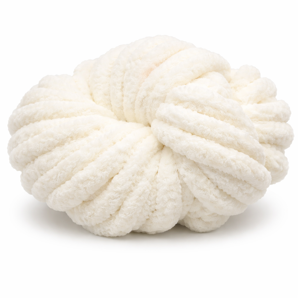 Soft White - Super Jumbo Chunky Chenille Yarn (#7 Jumbo)