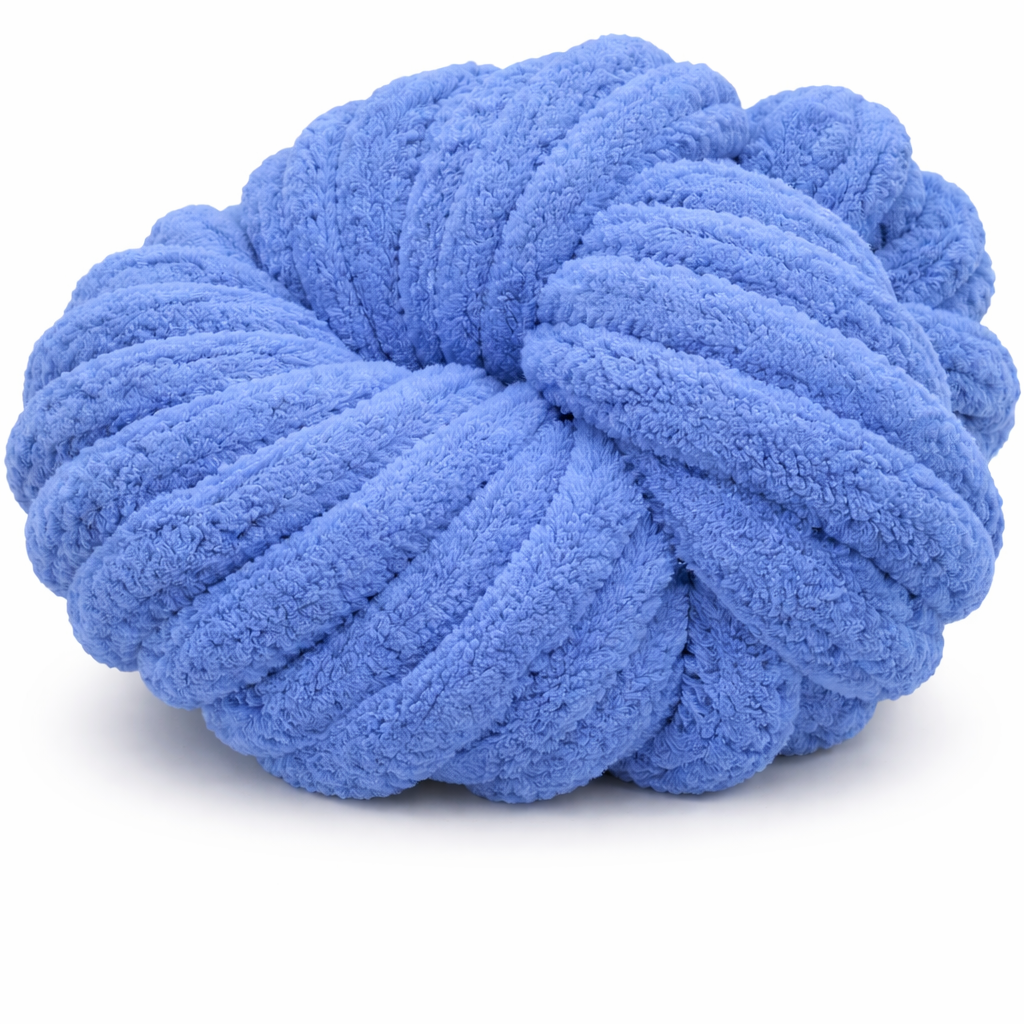Classic Blue - Super Jumbo Chunky Chenille Yarn (#7 Jumbo)