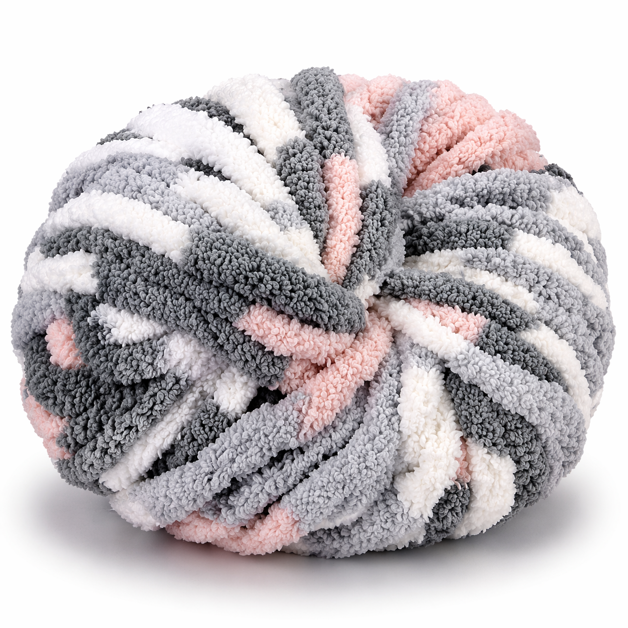 Blush Gray - Variegated Chunky Chenille Yarn (#7 Jumbo)