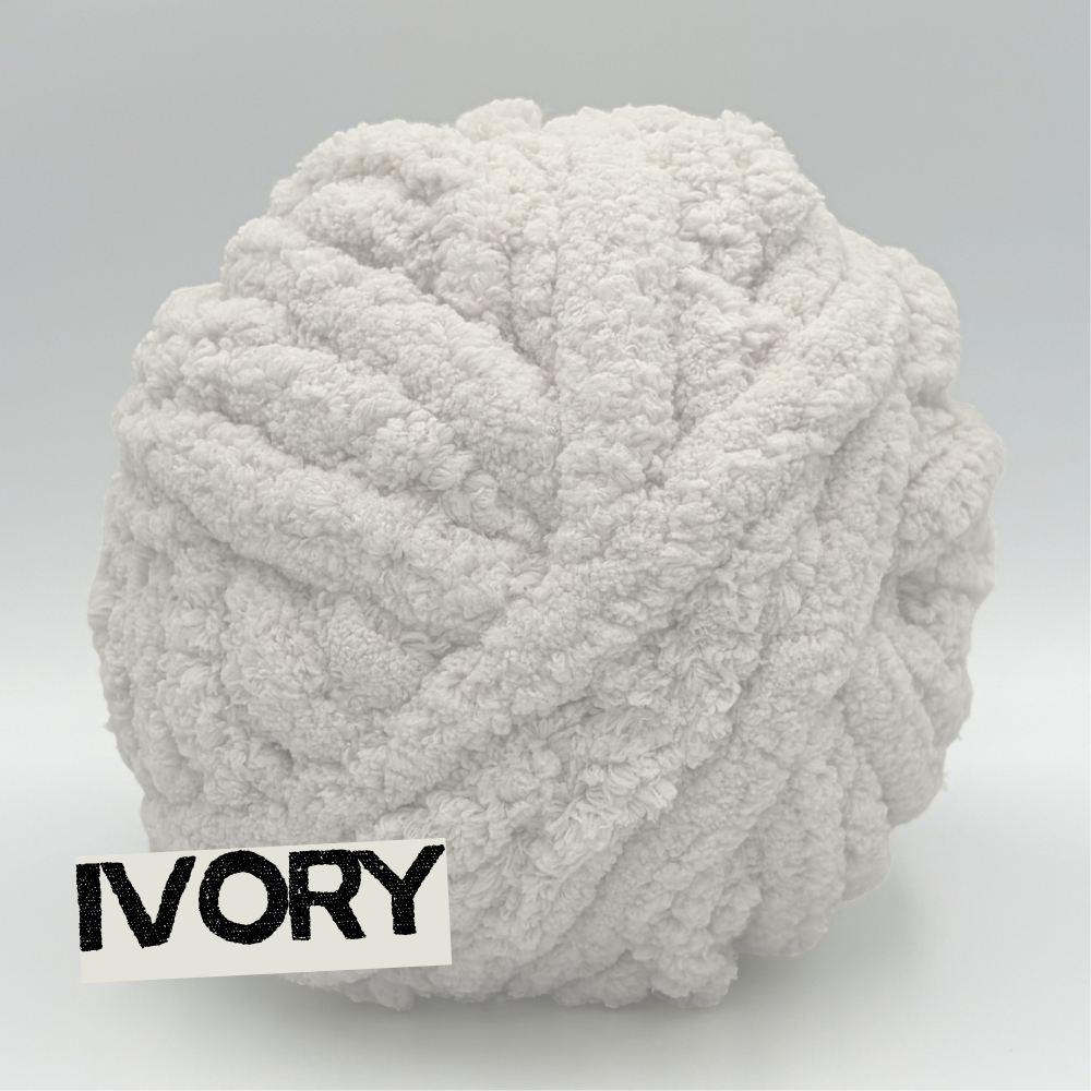 Ivory - #7 Super Chunky Chenille Yarn - 8.8oz / 28-29 Yards