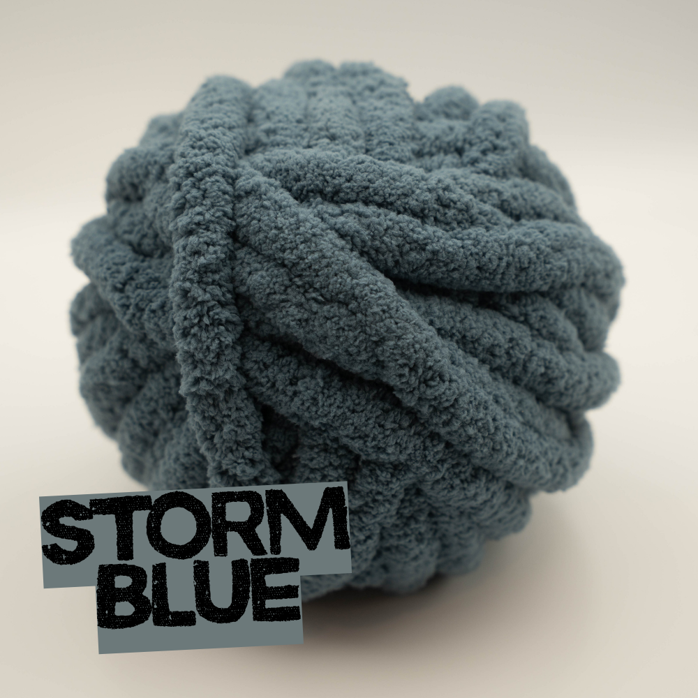 Storm Blue  - #7 Super Chunky Chenille Yarn - 8.8oz / 28-29 Yards